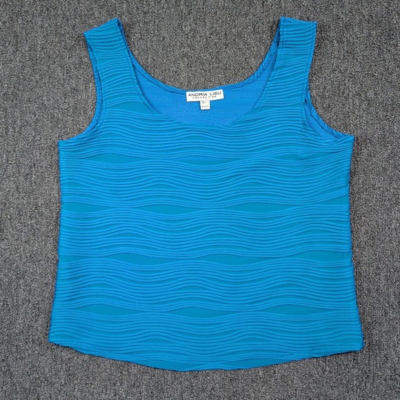 Andria Lieu Y2K Blue Textured Wavy Ripple Tank Large Costal Mermaidcore Costal — photo 2